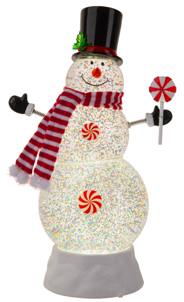 LED Light Up Shimmer Peppermint Snowman Figurine