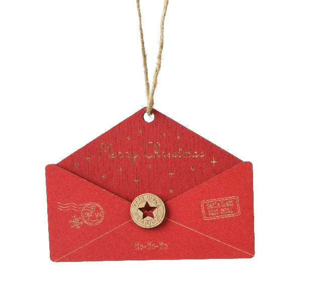 Wooden Letter to Santa Ornament -  Red