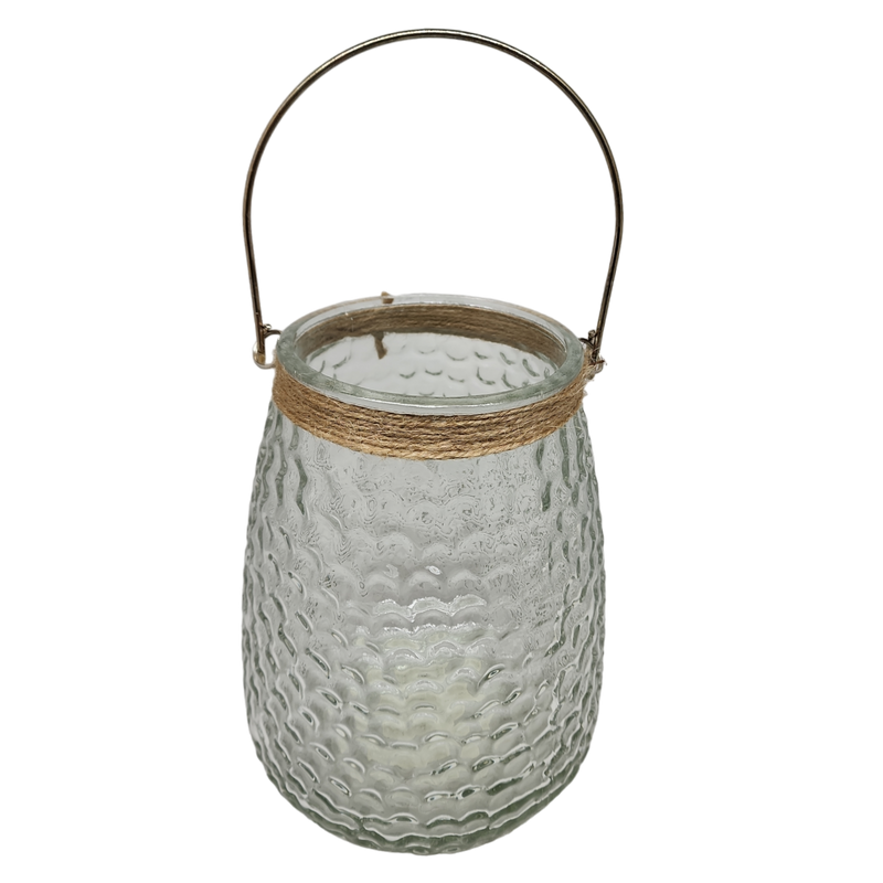 Pebbled Glass Candle Holder - 8 Inch