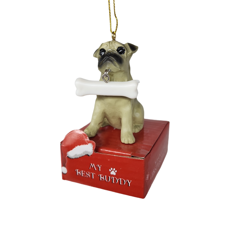 Pug with Bone Ornament