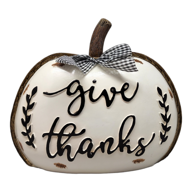 Harvest Sign Pumpkin with Bow -