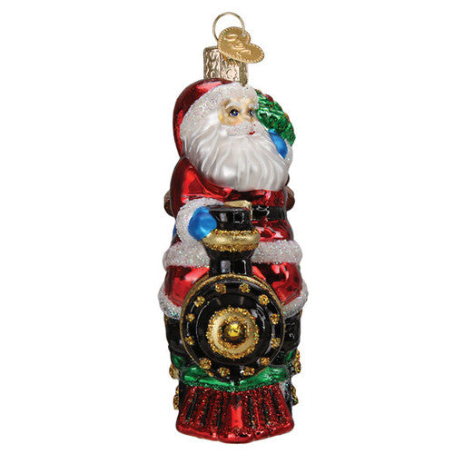 Santa on Locomotive Ornament