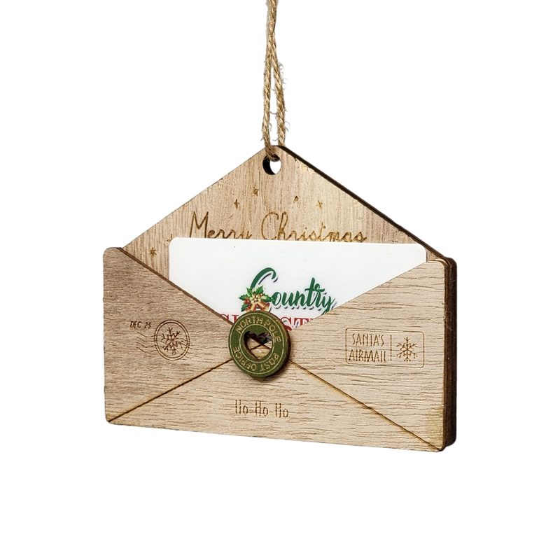 Wooden Letter to Santa Ornament - Natural