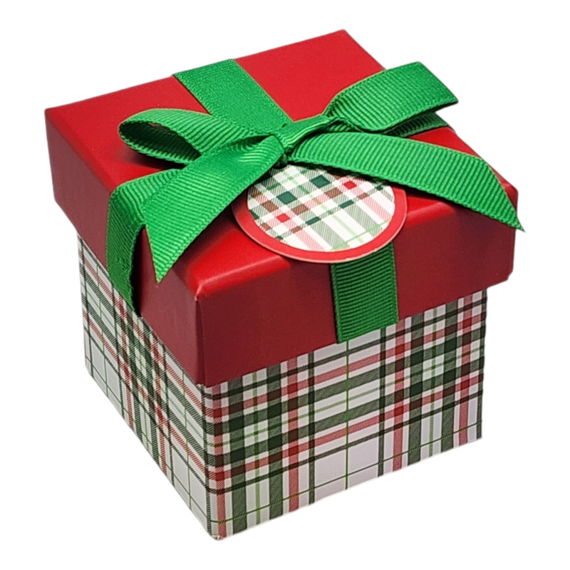 Gift Box Cube for Gift Cards - 3" x 3" - Christmas Plaid