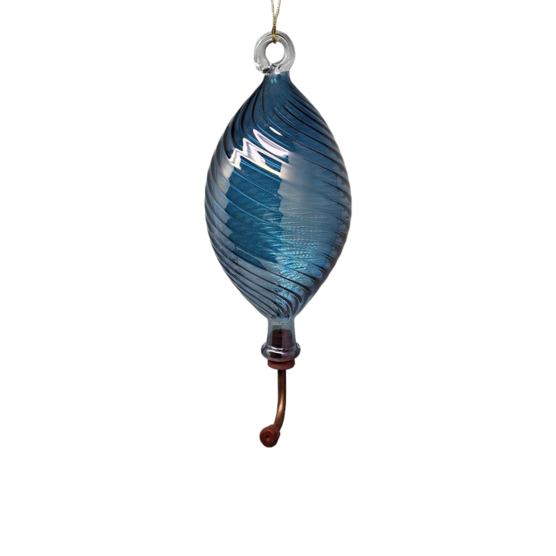 Blown Egyptian Glass Hummingbird Feeder - Blue