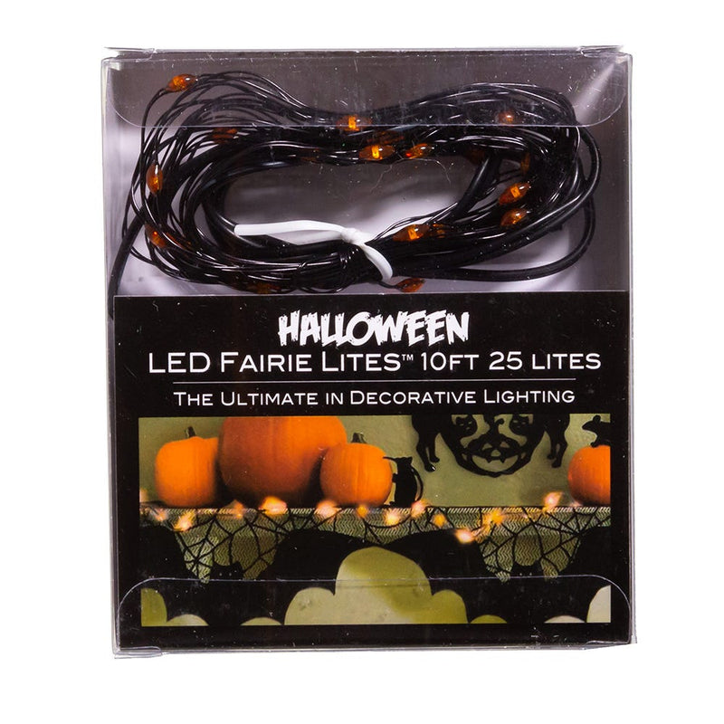 10' 25-Light Battery-Operated Orange LED Fairy Lights