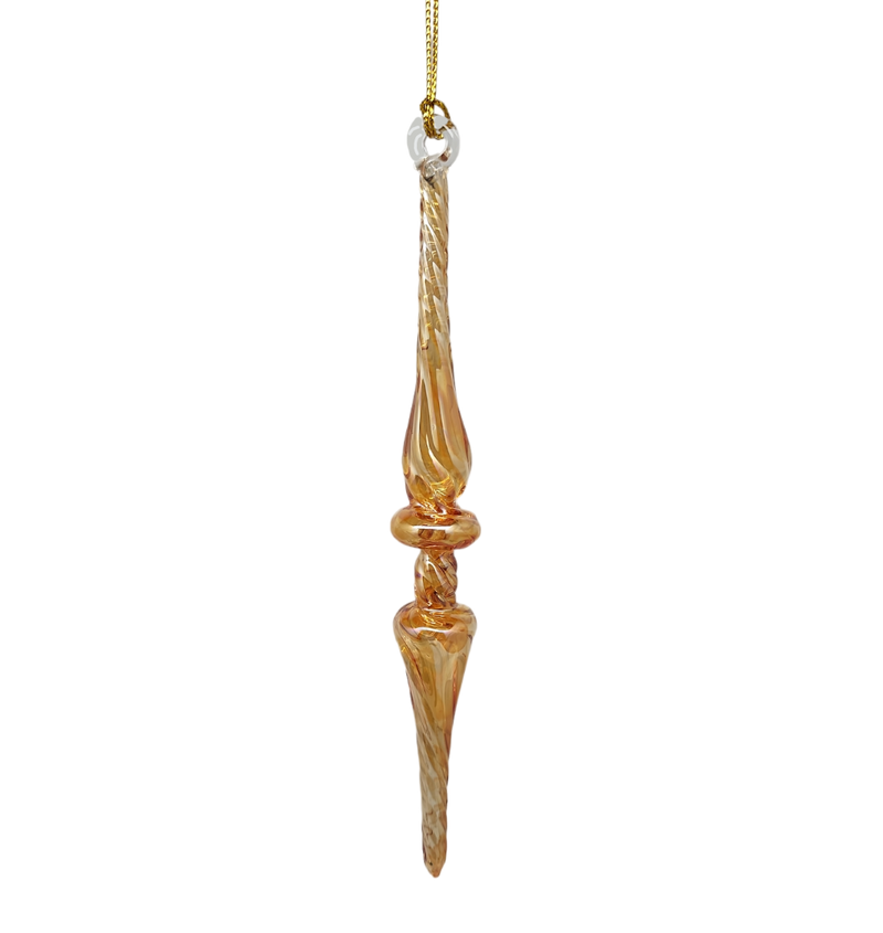 Outer Swirl Icicle Glass Ornaments - Gold - Double Torus