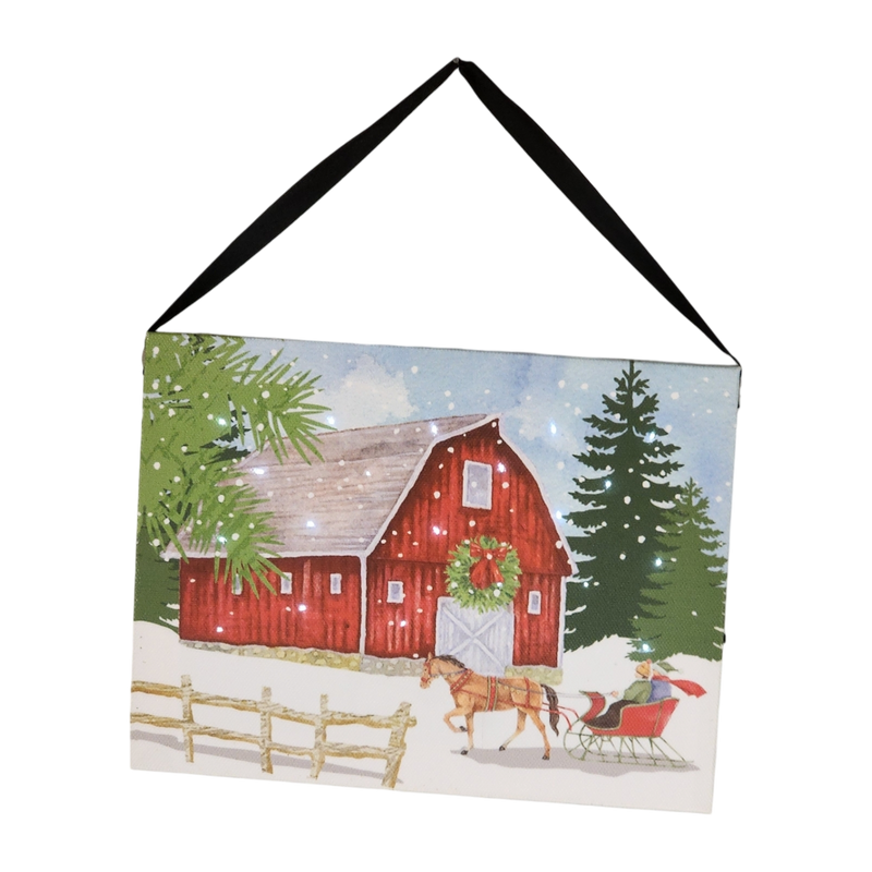 Fiber Optic Lighted Canvas Art - Horse Drawn Sleigh