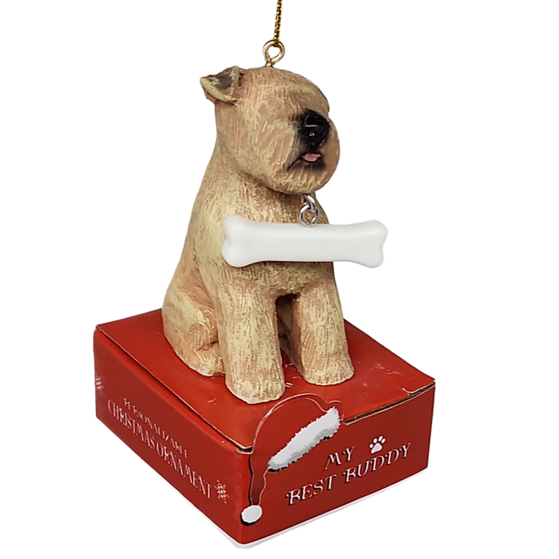 Soft Coated Wheaten Terrier with Bone Ornament