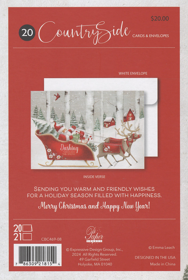 Countryside Christmas Boxed Cards - Set of 20 - Dashing through the Snow