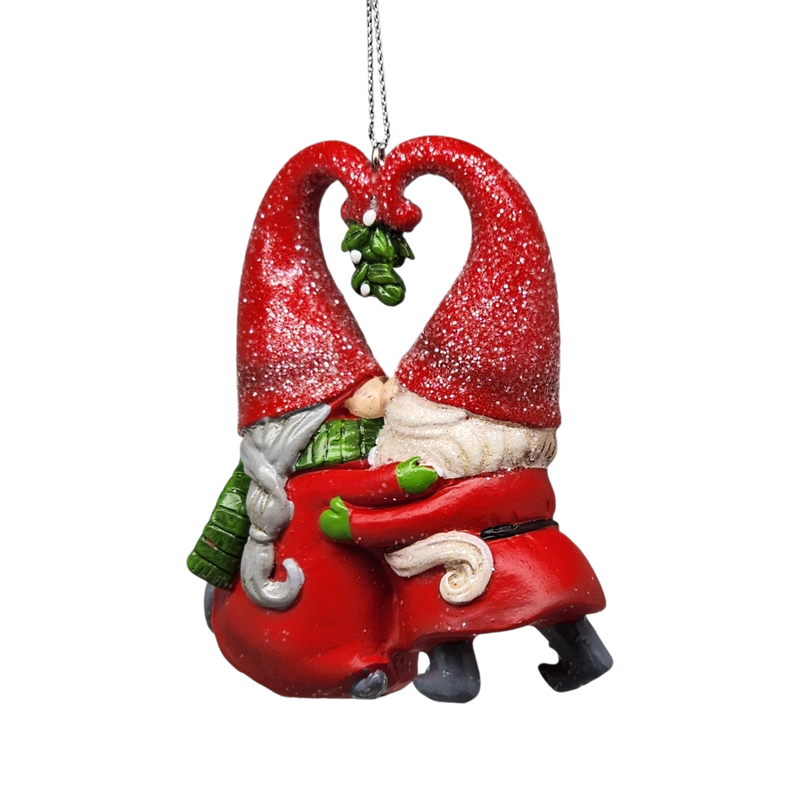 Gnomes under the Mistletoe Ornament