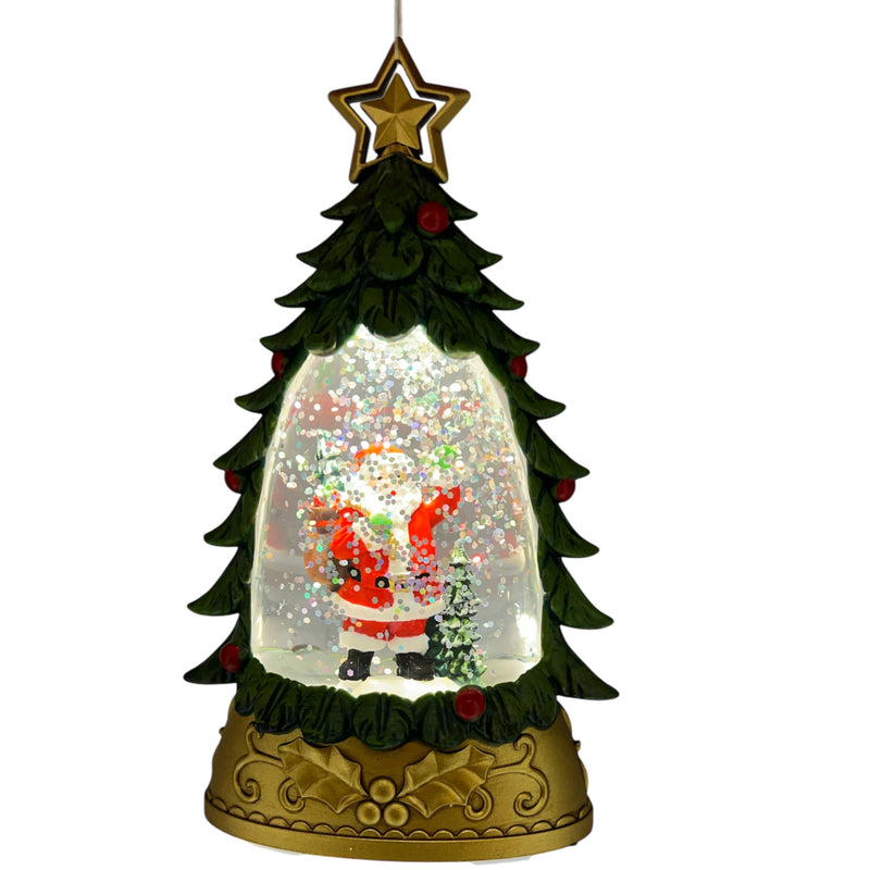 B/O Santa Lighted Holiday Water Globe Tree