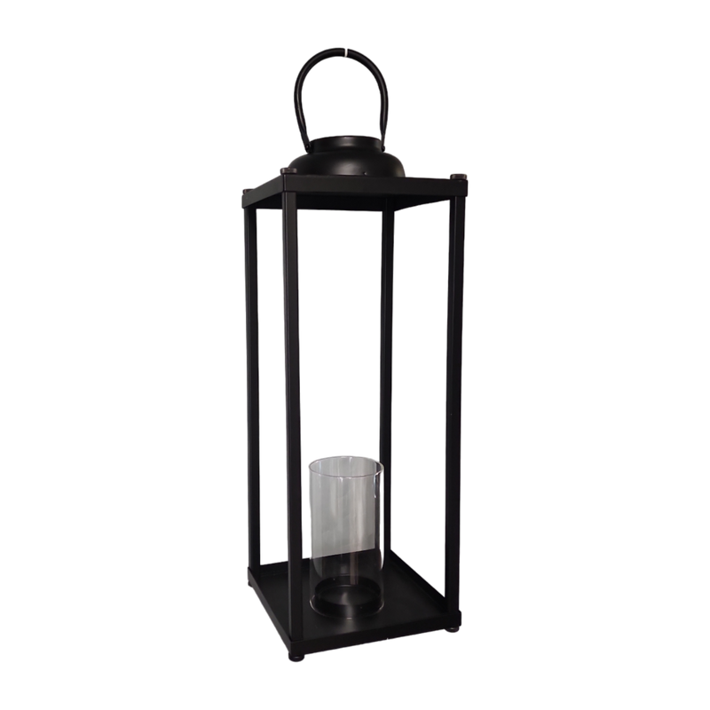 Modern Metal Pillar Lanterns - 2 Piece Set