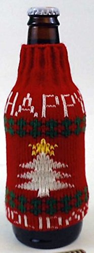 Uncle Bob's Ugly Sweater Beer Bottle Covers - Red Happy