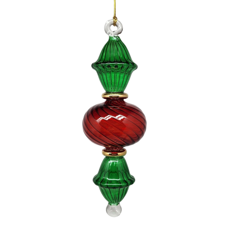 Egyptian Glass Two Tone Scalloped Ball Ornament