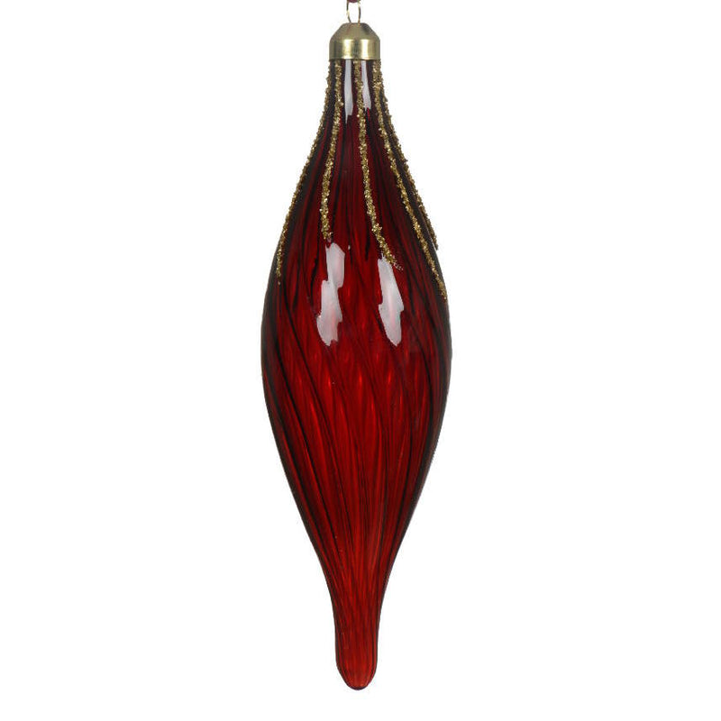 Olive Glass Swirl with glitter lines - 7.75 Inch - Burgundy