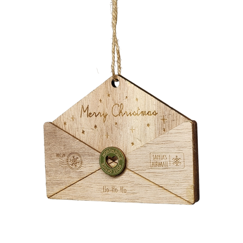 Wooden Letter to Santa Ornament - Natural