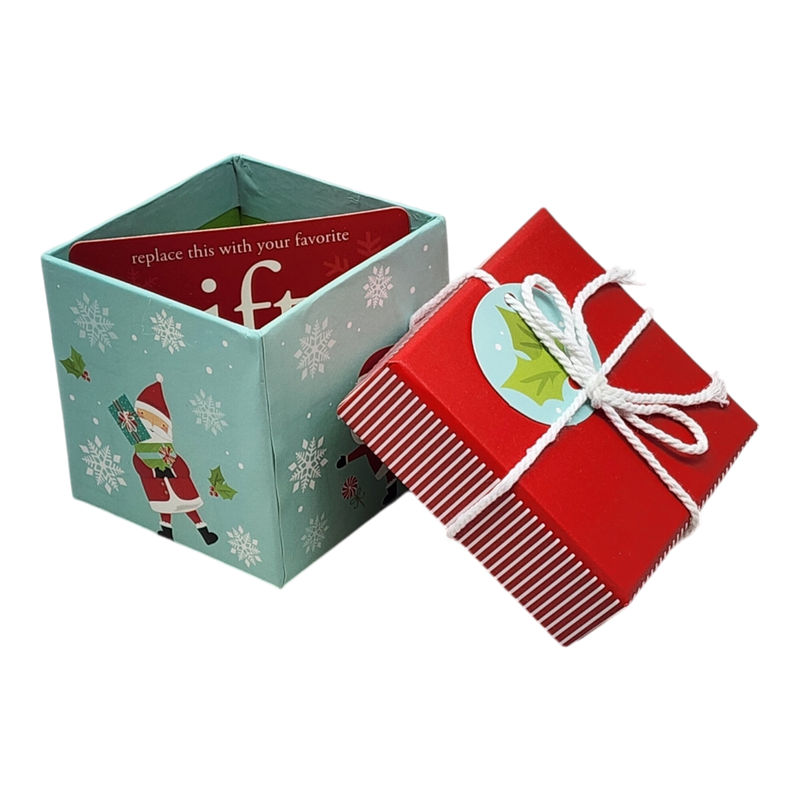 Gift Box Cube for Gift Cards - 3" x 3" - Santa