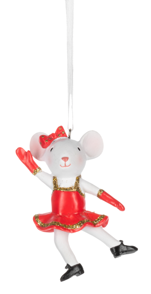 Dancing Mouse Ornaments - Red  Dress