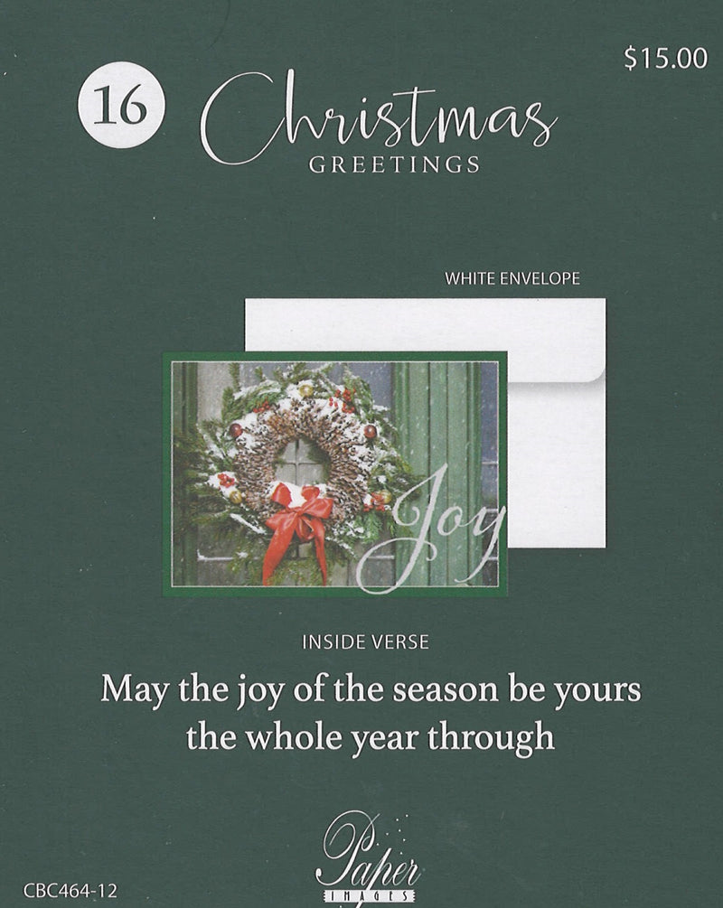 Holiday Favorites Boxed Cards - Set of 18 - Joy Wreath