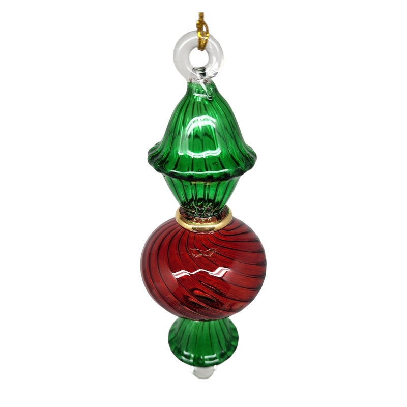 Egyptian Glass Two Tone Scalloped Ball Ornament