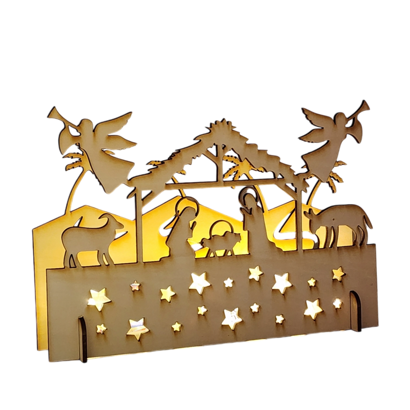 Lighted 3D Laser-cut Nativity