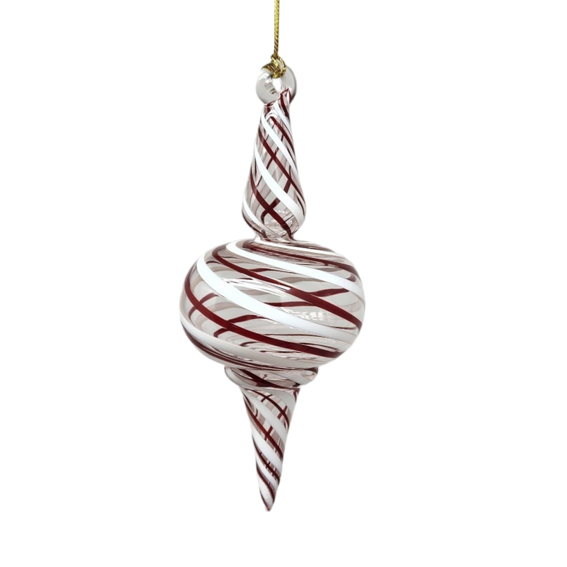 Peppermint Striped Spire Glass Ornament