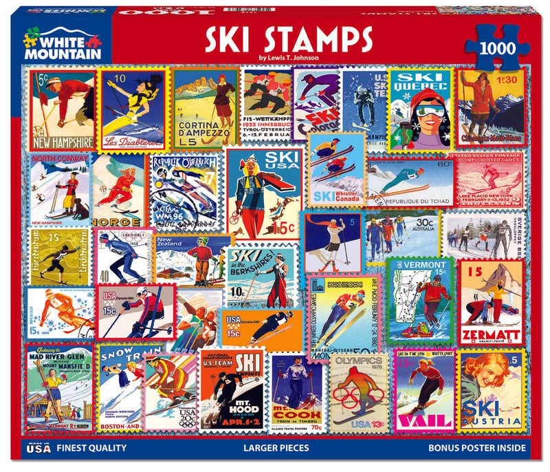 Ski Stamps - 1000 Piece Jigsaw Puzzle