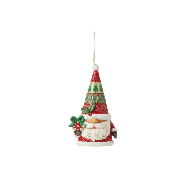 Santa Gnome with Gift Ornament