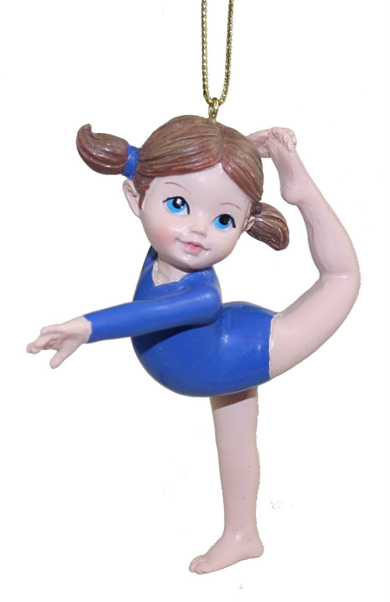 Resin Gymnast Girl Ornament - Blue - The Country Christmas Loft