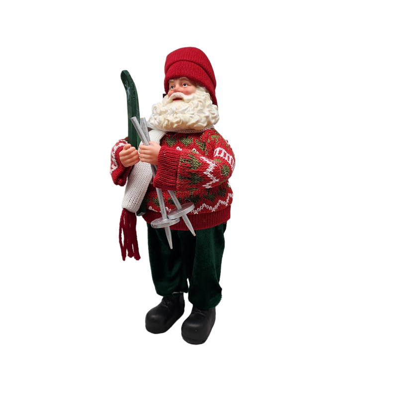 Downhill Skier Santa - 12 Inch