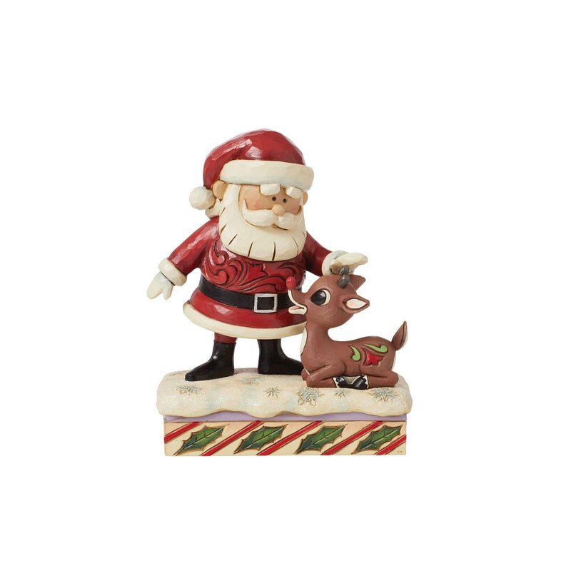 Santa Petting Rudolph Figurine