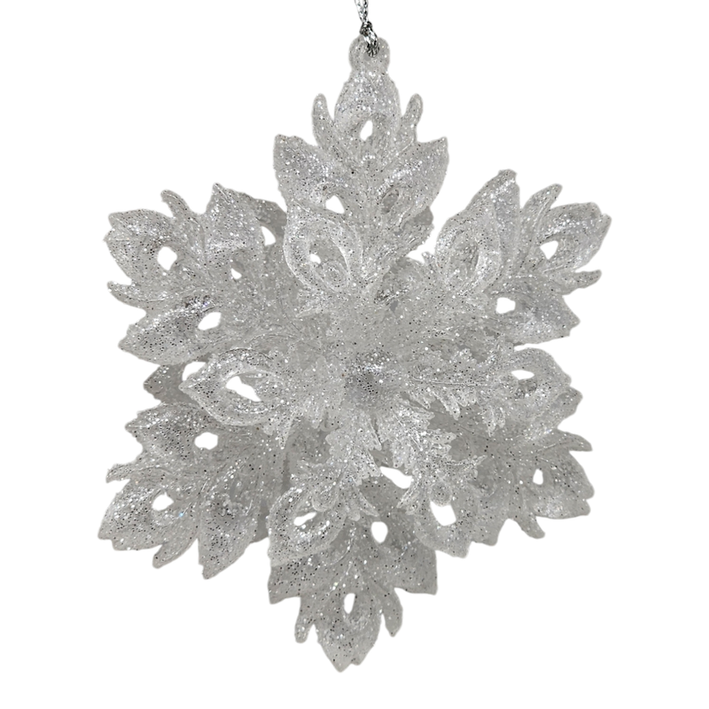 Frosted White Snowflake Ornament - 5 Inch