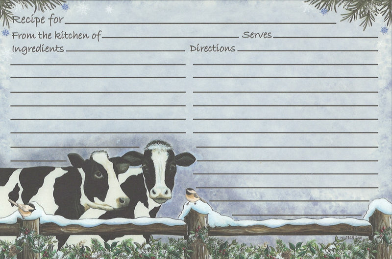 Recipe Cards - 4x6 - Cows in the Snow