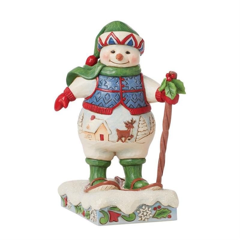 Snowman wearing Snowshoes Figurine