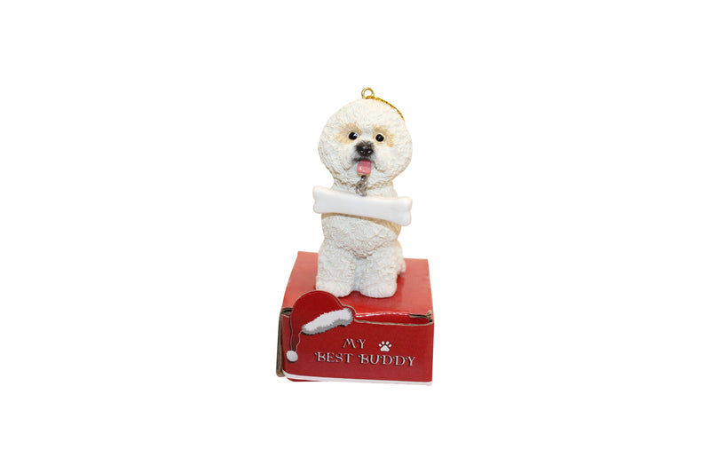 Bichon Frise with Bone Ornament