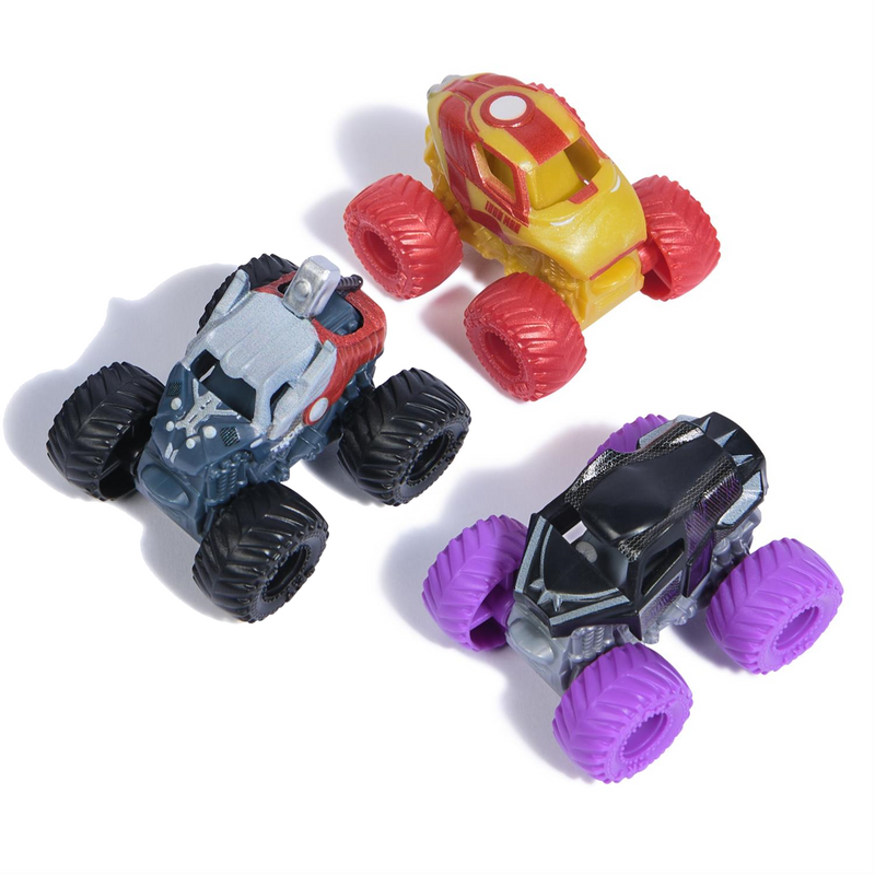 MonsterJam, Marvel Mini Monster Truck 3 Pack 1:87 Scale - Thor - Black Panther - Iron Man