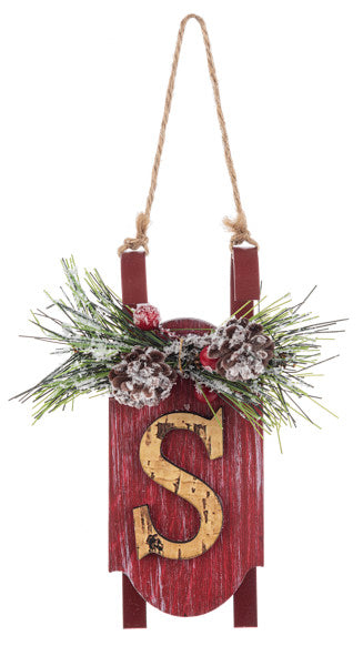 Monogram Sled Ornament -