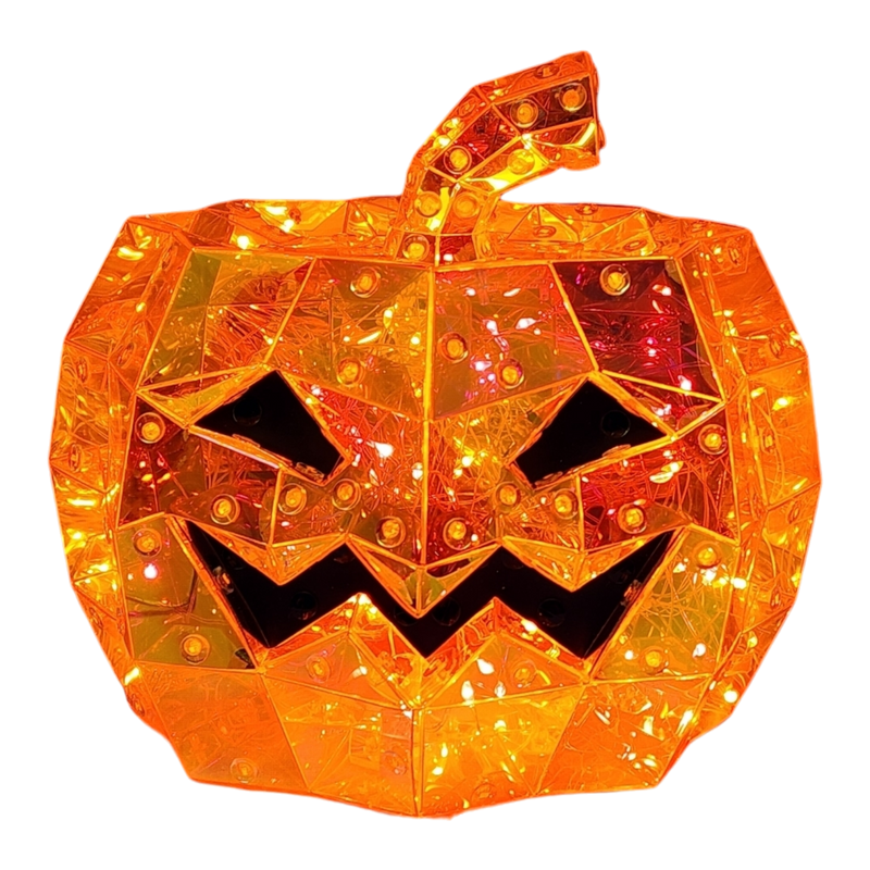 100-Light Orange Micro LED Holographic Jack-O-Lantern