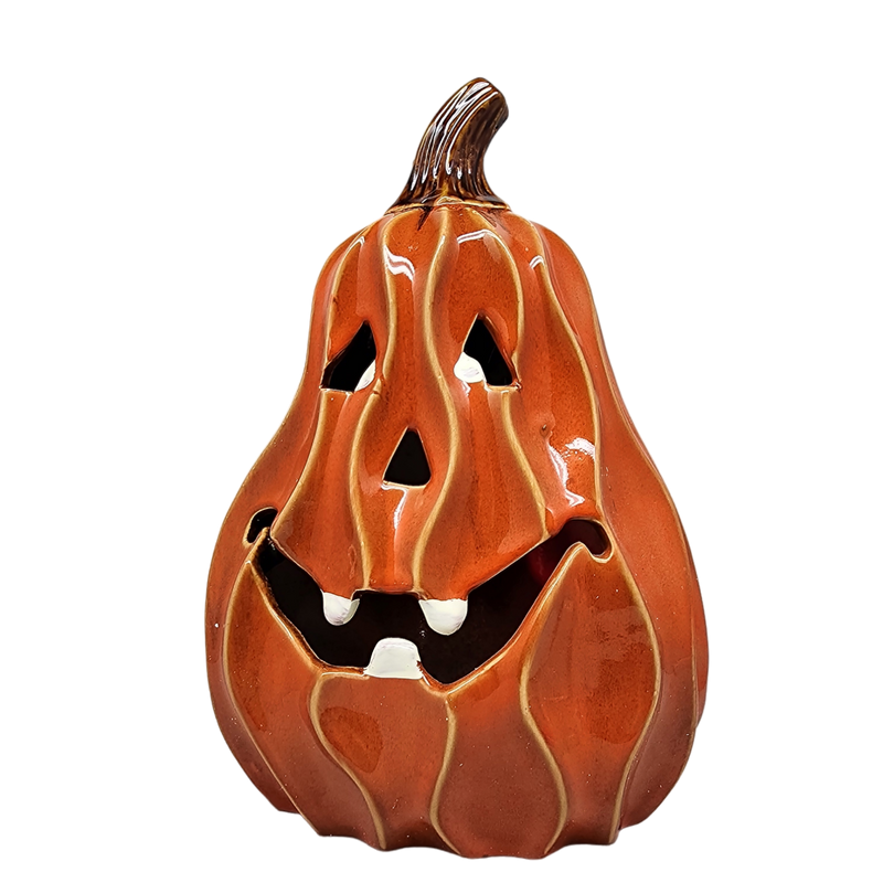 Lighted Ceramic Jack-o-Lantern - 11 Inch