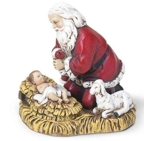 Kneeling Santa With Baby Jesus Ornament