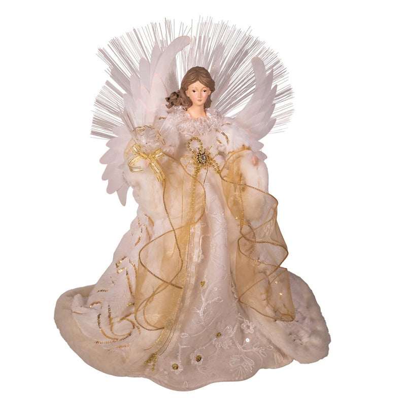 Gold/White Angel with Fiberoptic Aura - 16 Inch