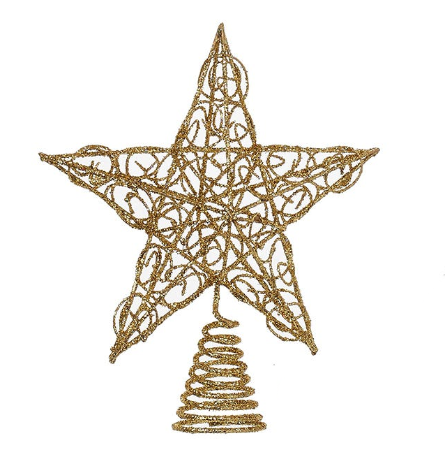 Un-Lit Miniature Gold Metal Star Treetop