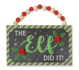 Wood Holiday Hanging Sign -