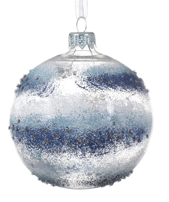 Cobalt Star Glass Ornament Set - 80mm - Blue and White