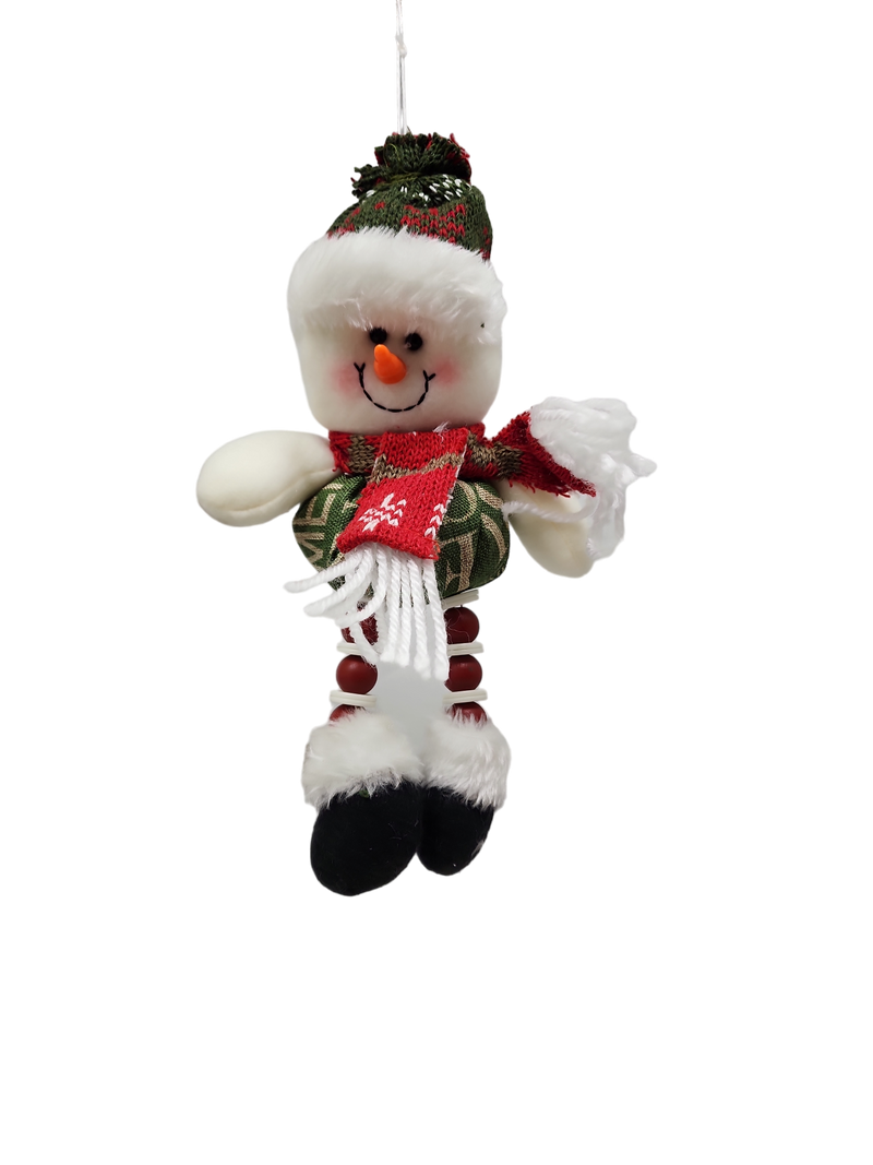 Plush Snowman Ornament with Button Legs