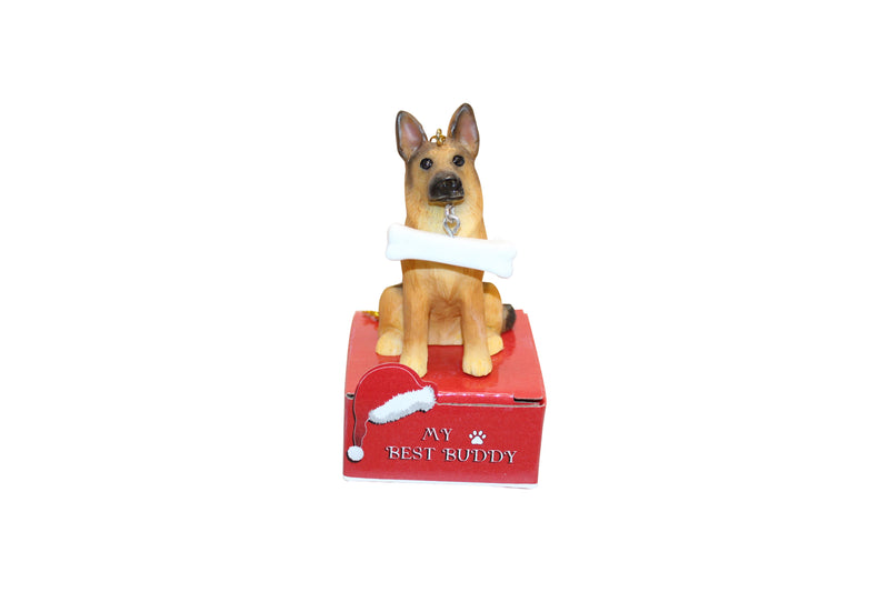 German Shepherd with Bone Ornament