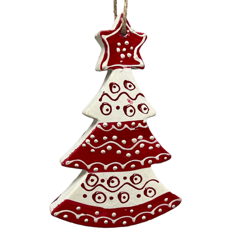 Scandi Holiday Red And White Tree Ornament