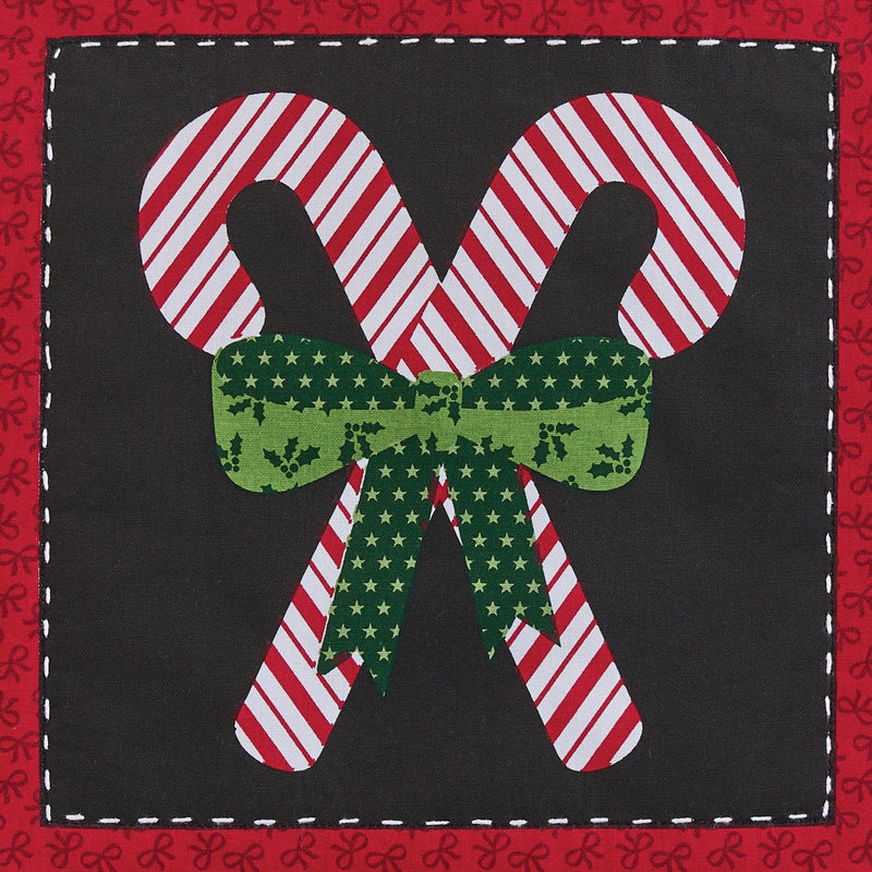 Candycanes And Snowflakes Quilted  Table Runner 54"