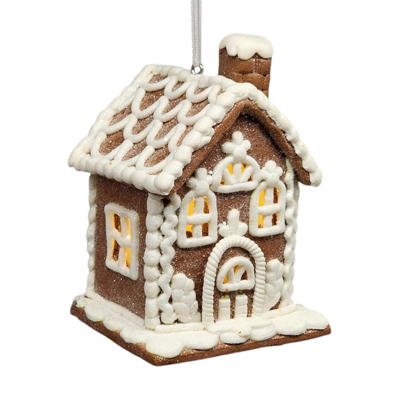 Lighted Gingerbread House Ornament - Single Chimney